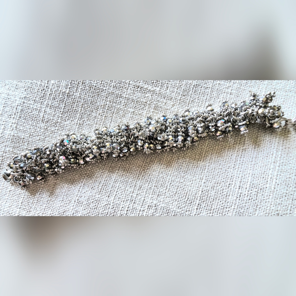 Mia Boutique Adjustable Silver Costume Bracelet W Sparkly Beads